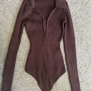 Abercrombie & Fitch Chocolate Ribbed Bodysuit